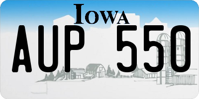 IA license plate AUP550