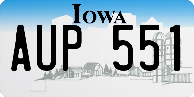 IA license plate AUP551