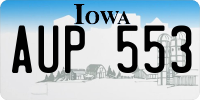 IA license plate AUP553