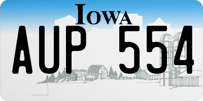 IA license plate AUP554