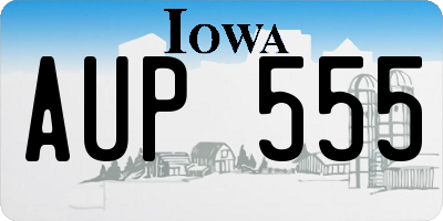 IA license plate AUP555