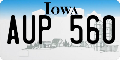 IA license plate AUP560