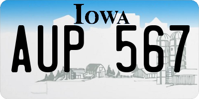 IA license plate AUP567