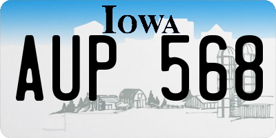 IA license plate AUP568