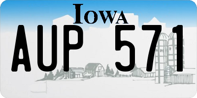 IA license plate AUP571