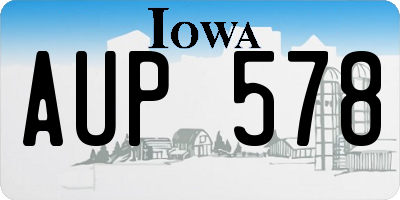 IA license plate AUP578