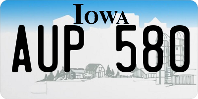 IA license plate AUP580