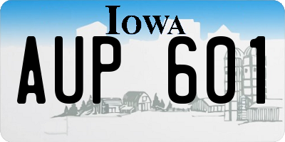 IA license plate AUP601