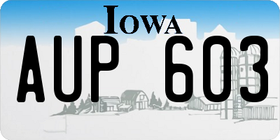 IA license plate AUP603