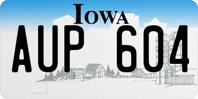 IA license plate AUP604