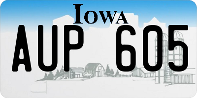IA license plate AUP605