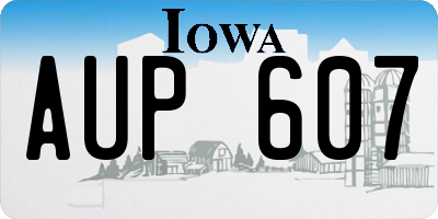 IA license plate AUP607