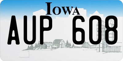 IA license plate AUP608
