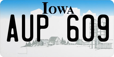 IA license plate AUP609