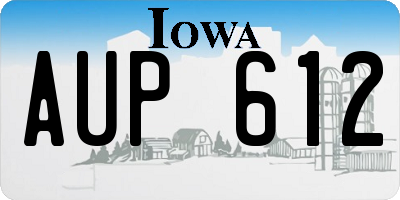 IA license plate AUP612