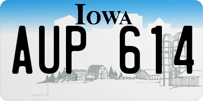 IA license plate AUP614