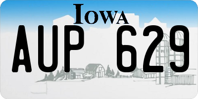 IA license plate AUP629