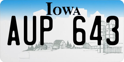 IA license plate AUP643