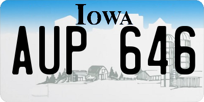 IA license plate AUP646