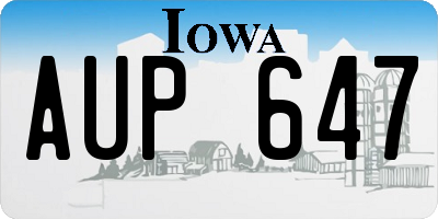 IA license plate AUP647