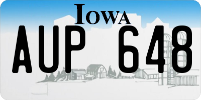 IA license plate AUP648
