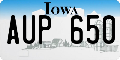 IA license plate AUP650