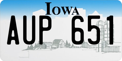 IA license plate AUP651