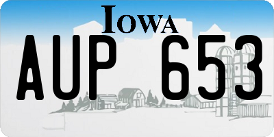IA license plate AUP653