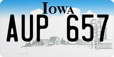 IA license plate AUP657