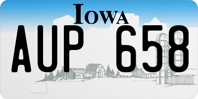 IA license plate AUP658