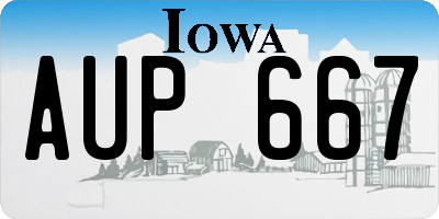 IA license plate AUP667