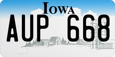 IA license plate AUP668