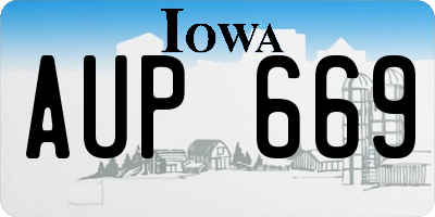 IA license plate AUP669