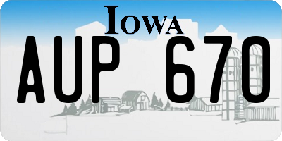 IA license plate AUP670
