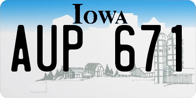 IA license plate AUP671