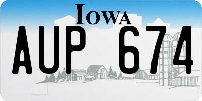 IA license plate AUP674
