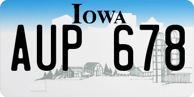 IA license plate AUP678
