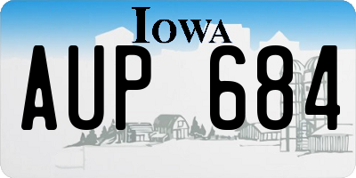 IA license plate AUP684
