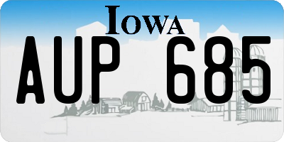 IA license plate AUP685