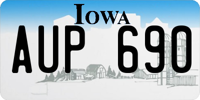 IA license plate AUP690