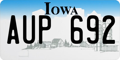 IA license plate AUP692
