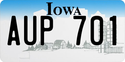 IA license plate AUP701