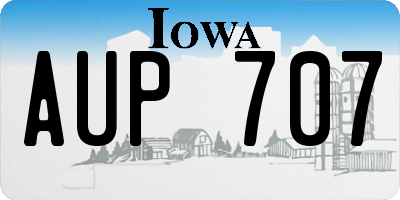 IA license plate AUP707
