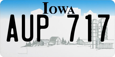 IA license plate AUP717