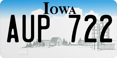 IA license plate AUP722