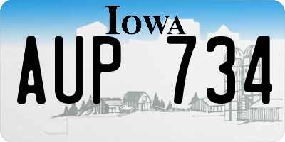 IA license plate AUP734