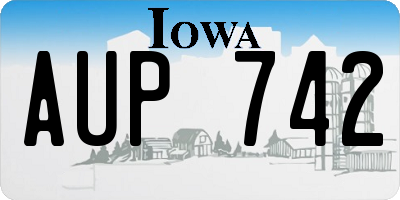 IA license plate AUP742