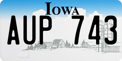 IA license plate AUP743