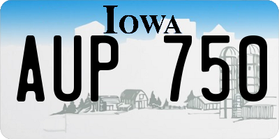 IA license plate AUP750