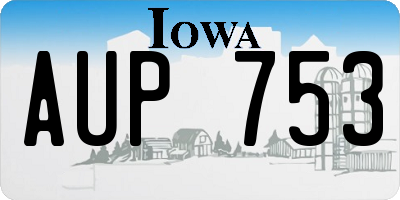 IA license plate AUP753